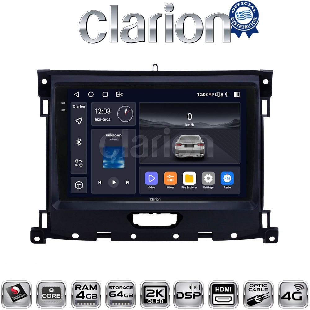 CLARION GL74575 Οθόνη OEM Multimedia Αυτοκινήτου για Ford Ranger 2019 > (CarPlay/AndroidAuto/BT/GPS/WIFI/GPRS)