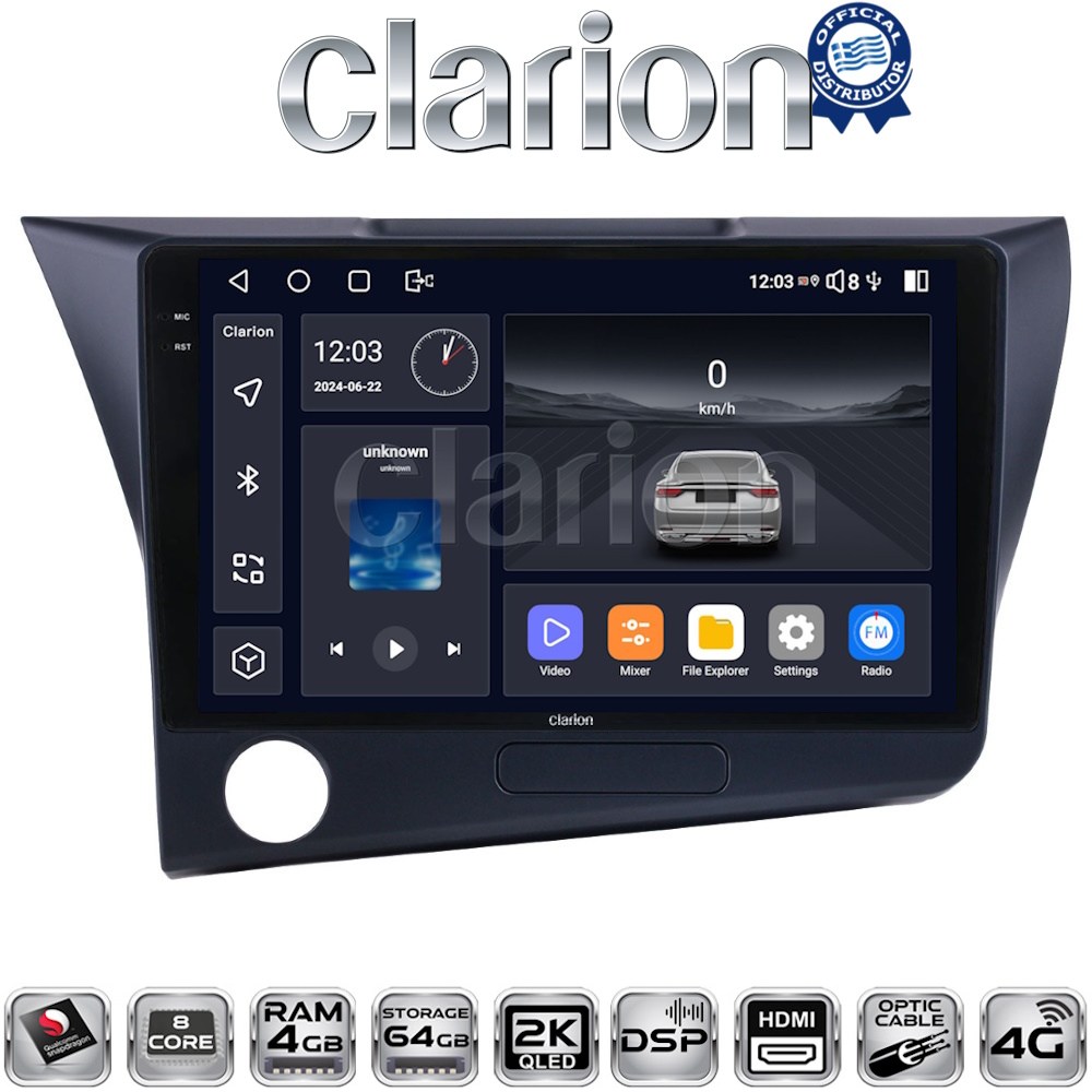 CLARION GL74629 Οθόνη OEM Multimedia Αυτοκινήτου για Honda CRZ 2010 > 2018 (CarPlay/AndroidAuto/BT/GPS/WIFI/GPRS)