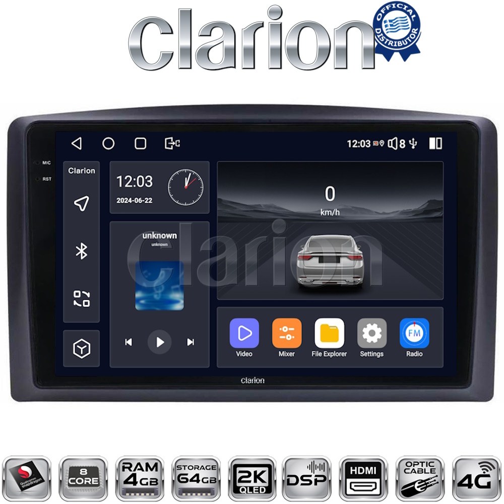 CLARION GL74665 Οθόνη OEM Multimedia Αυτοκινήτου για Mercedes Vito 2015 > (CarPlay/AndroidAuto/BT/GPS/WIFI/GPRS)