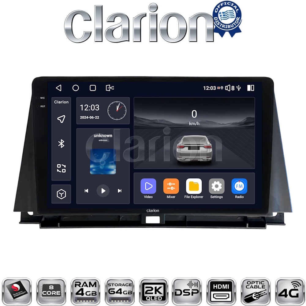 CLARION GL74702 Οθόνη OEM Multimedia Αυτοκινήτου για Lexus NX 2014 > 2016 (CarPlay/AndroidAuto/BT/GPS/WIFI/GPRS)