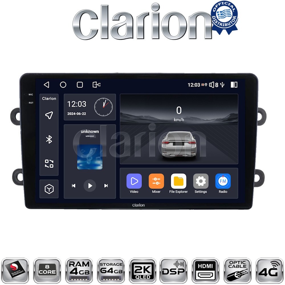 CLARION GL74708 Οθόνη OEM Multimedia Αυτοκινήτου για DACIA DUSTER – LOGAN - SUNDERO 2013 > 2018 (CarPlay/AndroidAuto/BT/GPS/WIFI/GPRS)