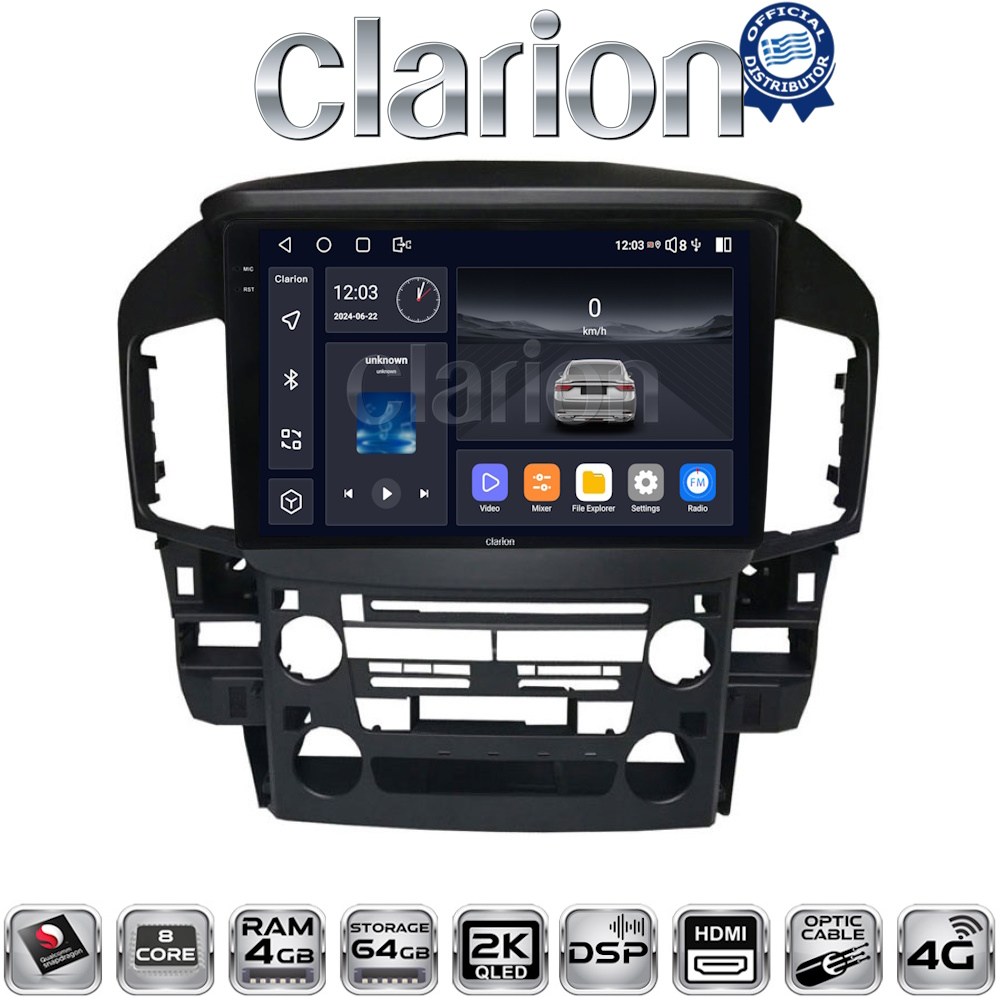CLARION GL74711 Οθόνη OEM Multimedia Αυτοκινήτου για Lexus RX300 2000 > 2004 (CarPlay/AndroidAuto/BT/GPS/WIFI/GPRS)