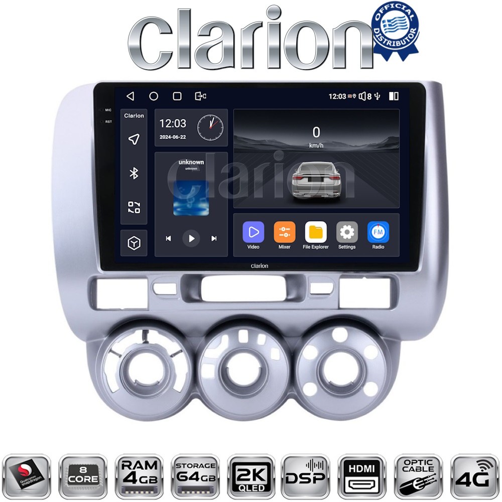 CLARION GL74730 Οθόνη OEM Multimedia Αυτοκινήτου για HONDA JAZZ 2002>2009 (CarPlay/AndroidAuto/BT/GPS/WIFI/GPRS)