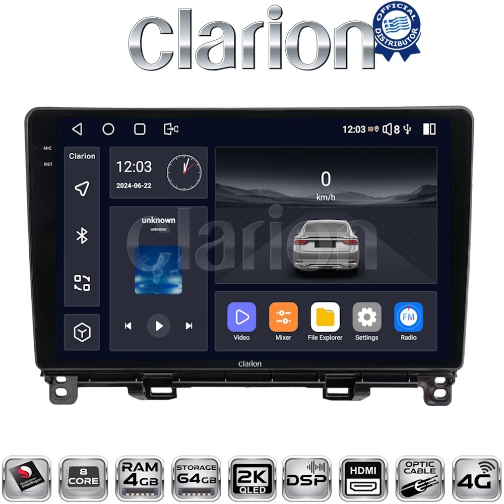 CLARION GL74761 Οθόνη OEM Multimedia Αυτοκινήτου για Honda Jazz 2019 (CarPlay/AndroidAuto/BT/GPS/WIFI/GPRS)