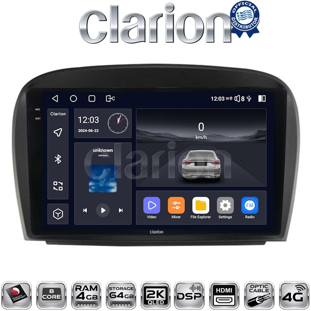 CLARION GL74817 Οθόνη OEM Multimedia Αυτοκινήτου για Mercedes SL 2009 > 2014 (CarPlay/AndroidAuto/BT/GPS/WIFI/GPRS)