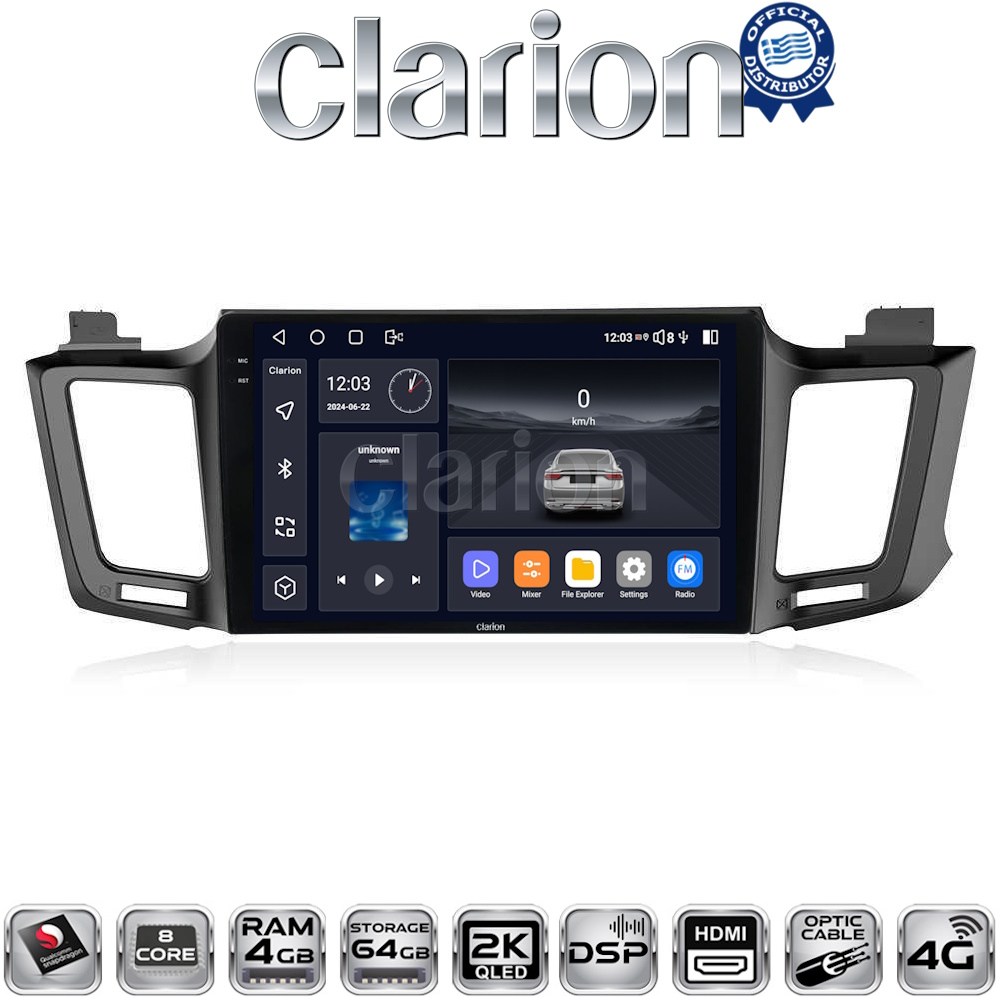 CLARION GL74947 Οθόνη OEM Multimedia Αυτοκινήτου για TOYOTA RAV 4  2013 > 2020 (CarPlay/AndroidAuto/BT/GPS/WIFI/GPRS)