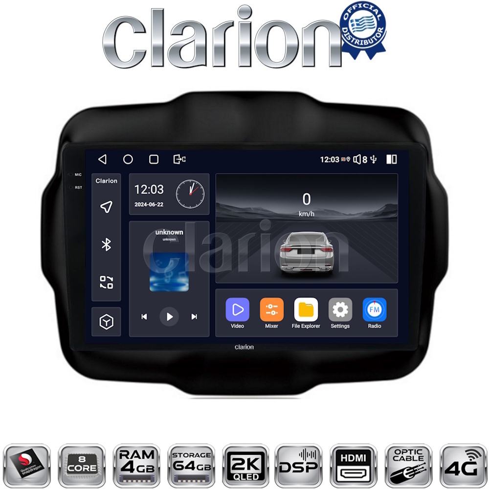 CLARION GL74952 Οθόνη OEM Multimedia Αυτοκινήτου για RENEGADE 2014> (CarPlay/AndroidAuto/BT/GPS/WIFI/GPRS)