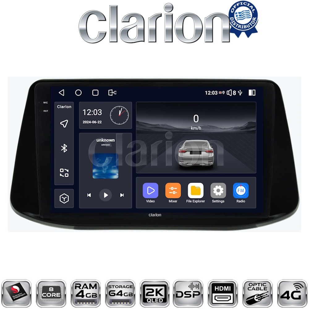 CLARION GL74960 Οθόνη OEM Multimedia Αυτοκινήτου για Hyundai i30 2018> (CarPlay/AndroidAuto/BT/GPS/WIFI/GPRS)