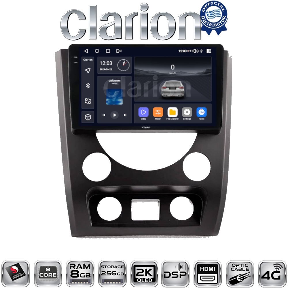 CLARION GL75014A Οθόνη OEM Multimedia Αυτοκινήτου για SsangYong Rexton 2015 > 2016 (CarPlay/AndroidAuto/BT/GPS/WIFI/GPRS)