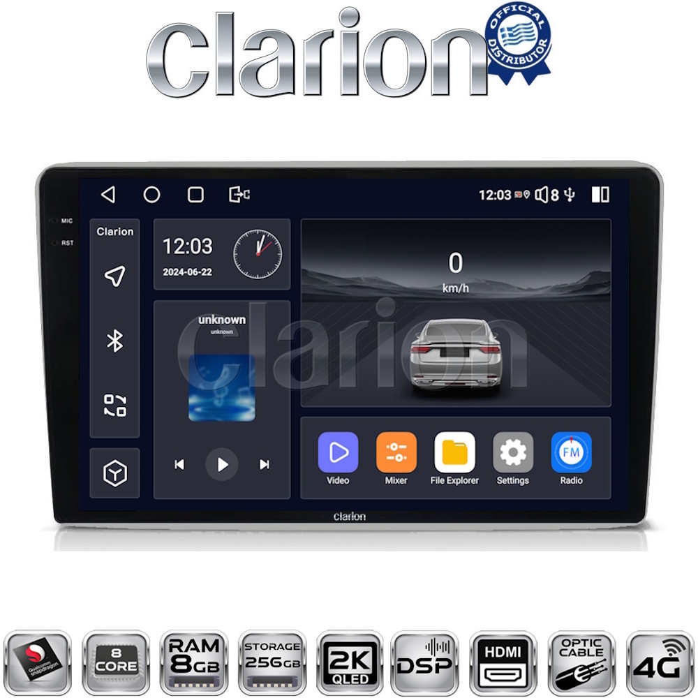 CLARION GL75019S Οθόνη OEM Multimedia Αυτοκινήτου για OPEL (CarPlay/AndroidAuto/BT/GPS/WIFI/GPRS)