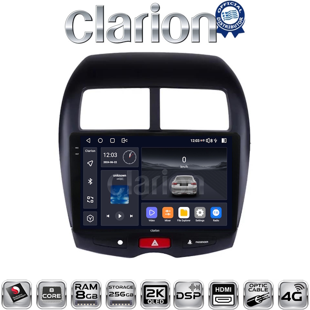 CLARION GL75026 Οθόνη OEM Multimedia Αυτοκινήτου για MITSUBISHI ASX 2008> (CarPlay/AndroidAuto/BT/GPS/WIFI/GPRS)