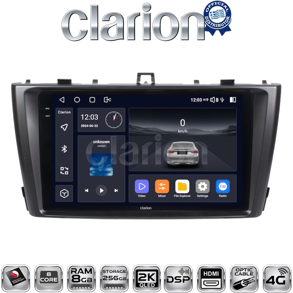 CLARION GL75027G Οθόνη OEM Multimedia Αυτοκινήτου για Toyota Avensis 2009 > 2016 (CarPlay/AndroidAuto/BT/GPS/WIFI/GPRS)