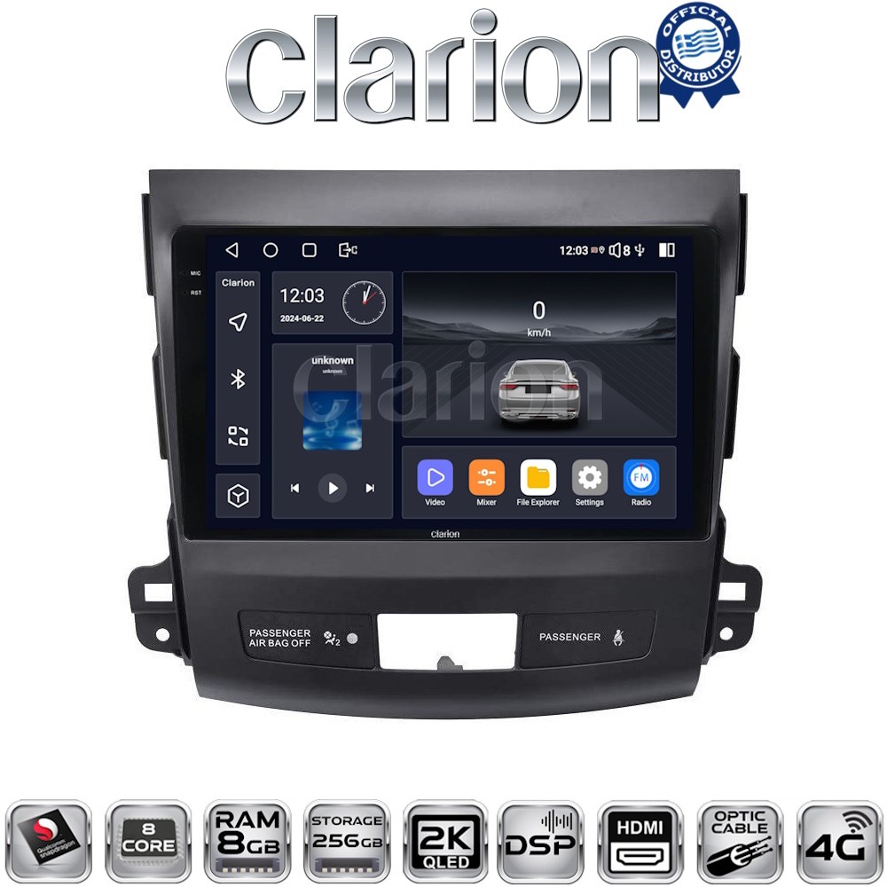 CLARION GL75056 Οθόνη OEM Multimedia Αυτοκινήτου για OUTLANDER, C CROSSER,4007 2006>2012 (CarPlay/AndroidAuto/BT/GPS/WIFI/GPRS)