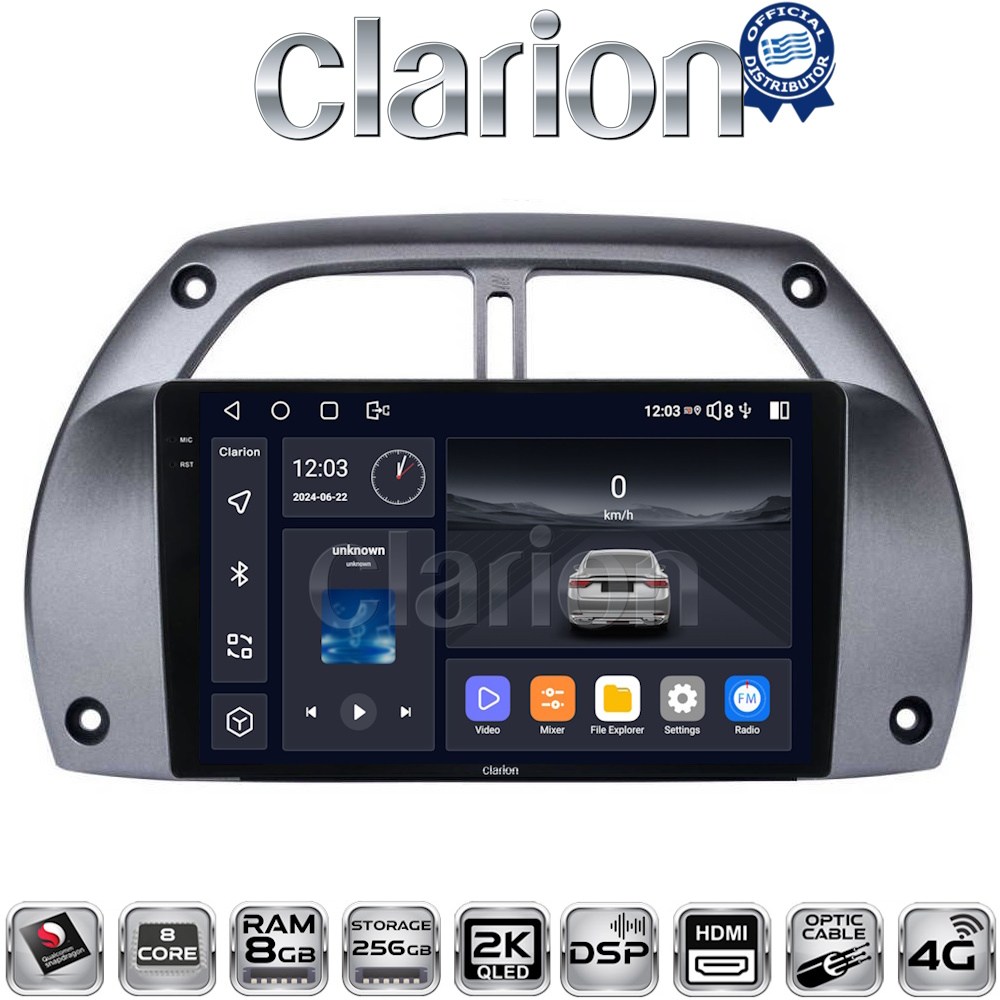 CLARION GL75071 Οθόνη OEM Multimedia Αυτοκινήτου για Toyota Rav 4 2001 > 2006 (CarPlay/AndroidAuto/BT/GPS/WIFI/GPRS)