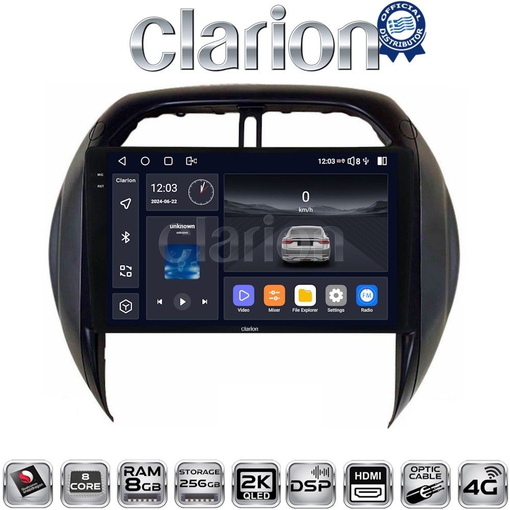 CLARION GL75071CL Οθόνη OEM Multimedia Αυτοκινήτου για Toyota Rav4 2000 > 2006 (CarPlay/AndroidAuto/BT/GPS/WIFI/GPRS)