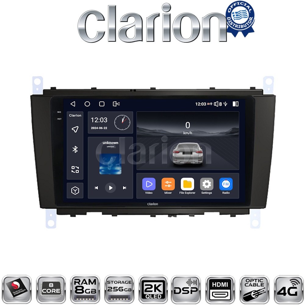 CLARION GL75093S Οθόνη OEM Multimedia Αυτοκινήτου για Mercedes C-Class W203 2000 > 2007 (CarPlay/AndroidAuto/BT/GPS/WIFI/GPRS)