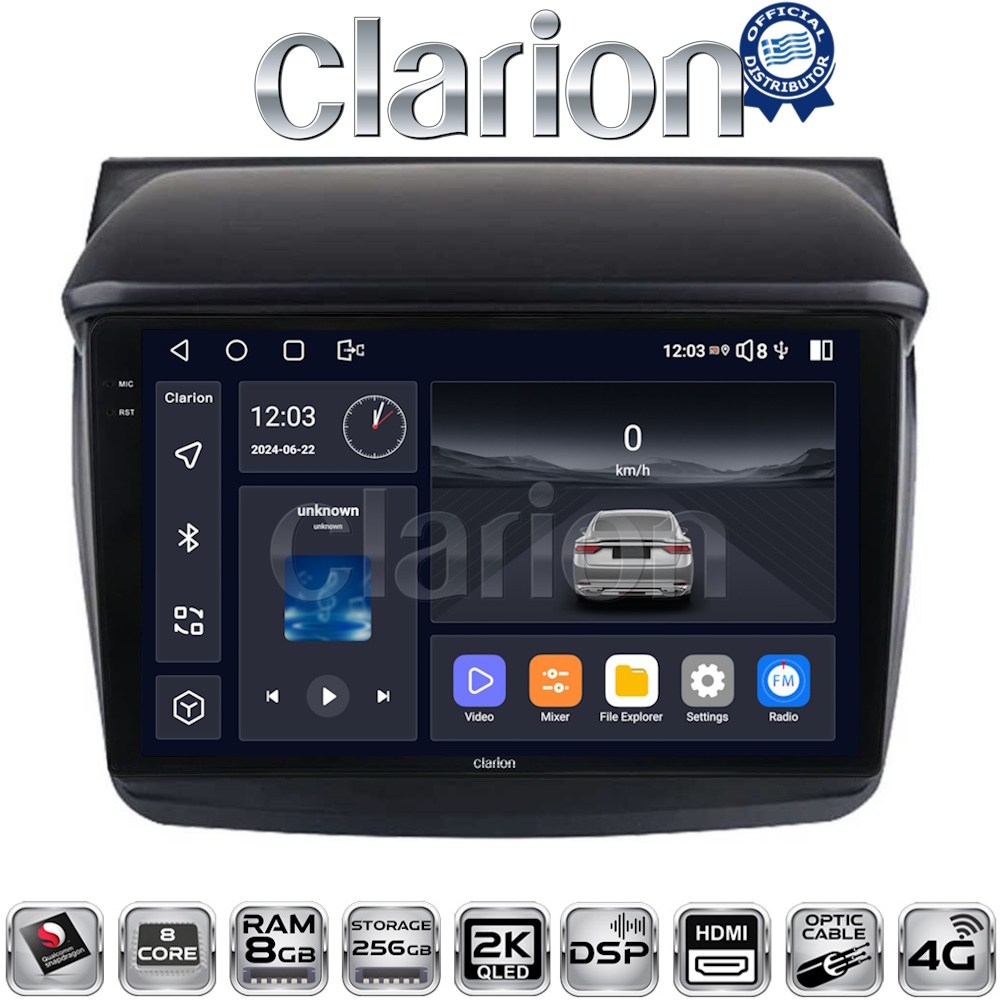 CLARION GL75094 Οθόνη OEM Multimedia Αυτοκινήτου για MITSUBISHI L200 2006 > 2014 (CarPlay/AndroidAuto/BT/GPS/WIFI/GPRS)