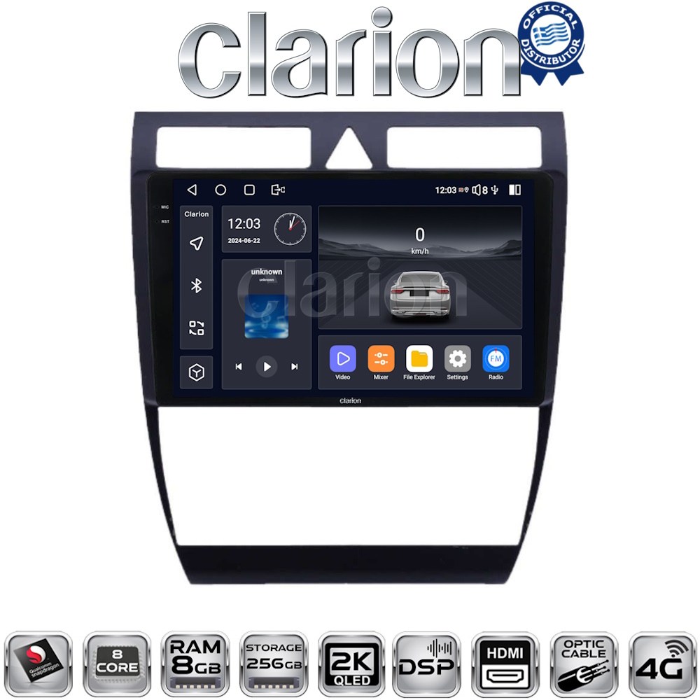 CLARION GL75102 Οθόνη OEM Multimedia Αυτοκινήτου για Audi A6 1998 > 2004 (CarPlay/AndroidAuto/BT/GPS/WIFI/GPRS)