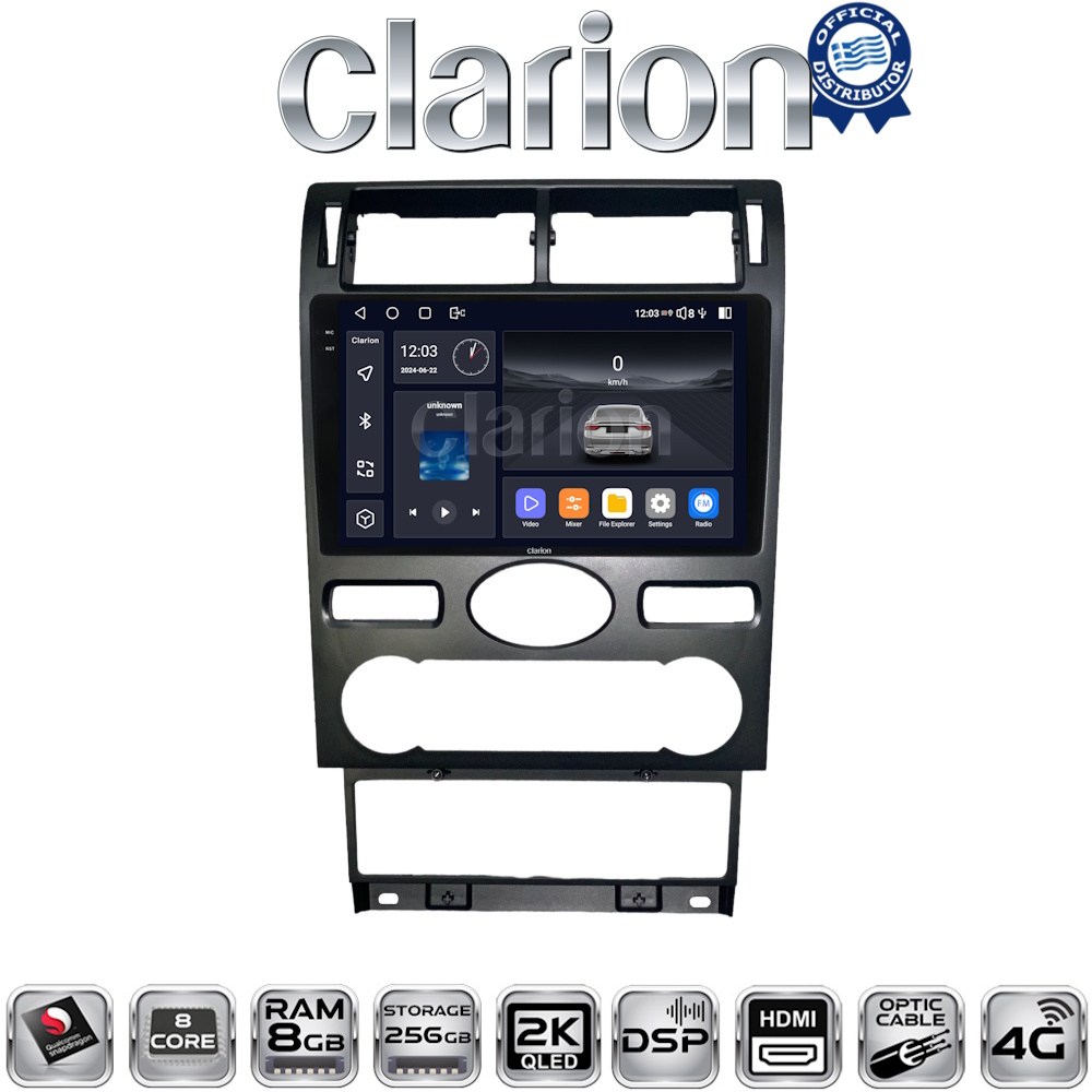 CLARION GL75104 Οθόνη OEM Multimedia Αυτοκινήτου για Ford Mondeo 2003 > 2006 (CarPlay/AndroidAuto/BT/GPS/WIFI/GPRS)