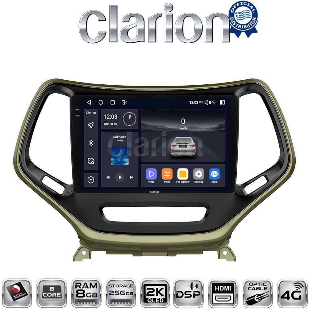 CLARION GL75119 Οθόνη OEM Multimedia Αυτοκινήτου για JEEP CHEROKEE 2014>  (CarPlay/AndroidAuto/BT/GPS/WIFI/GPRS)