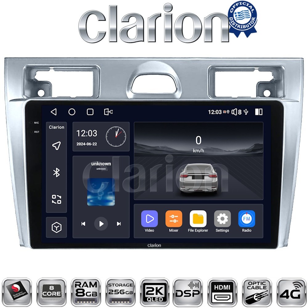 CLARION GL75140 Οθόνη OEM Multimedia Αυτοκινήτου για Ford Fiesta 2006 -> 2008 (CarPlay/AndroidAuto/BT/GPS/WIFI/GPRS)