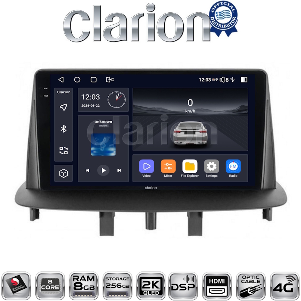 CLARION GL75145 Οθόνη OEM Multimedia Αυτοκινήτου για RENAULT MEGANE3 (CarPlay/AndroidAuto/BT/GPS/WIFI/GPRS)
