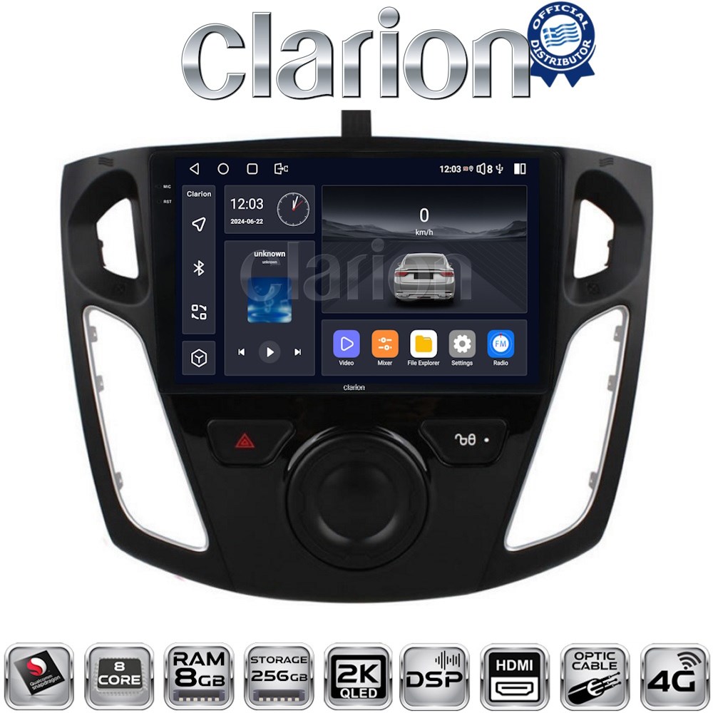 CLARION GL75150 Οθόνη OEM Multimedia Αυτοκινήτου για FORD FOCUS 2015>2018 (CarPlay/AndroidAuto/BT/GPS/WIFI/GPRS)