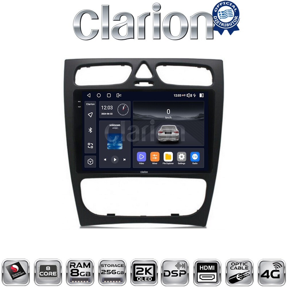CLARION GL75171 Οθόνη OEM Multimedia Αυτοκινήτου για MERCEDES C class (W203) - CLK (W208) (CarPlay/AndroidAuto/BT/GPS/WIFI/GPRS)