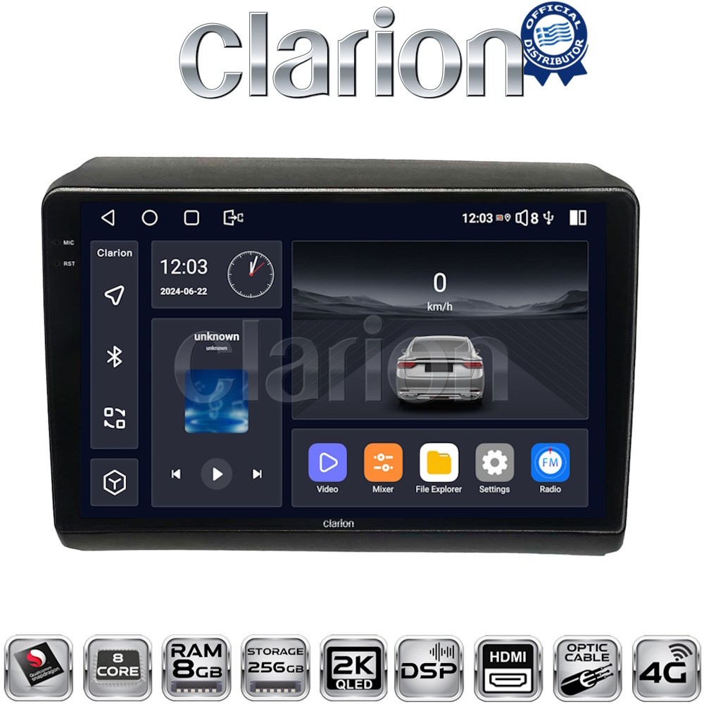 CLARION GL75194 Οθόνη OEM Multimedia Αυτοκινήτου για Fiat Ducato - Citroen Jumper - Peugeot Partner 2012> (CarPlay/AndroidAuto/BT/GPS/WIFI/GPRS)