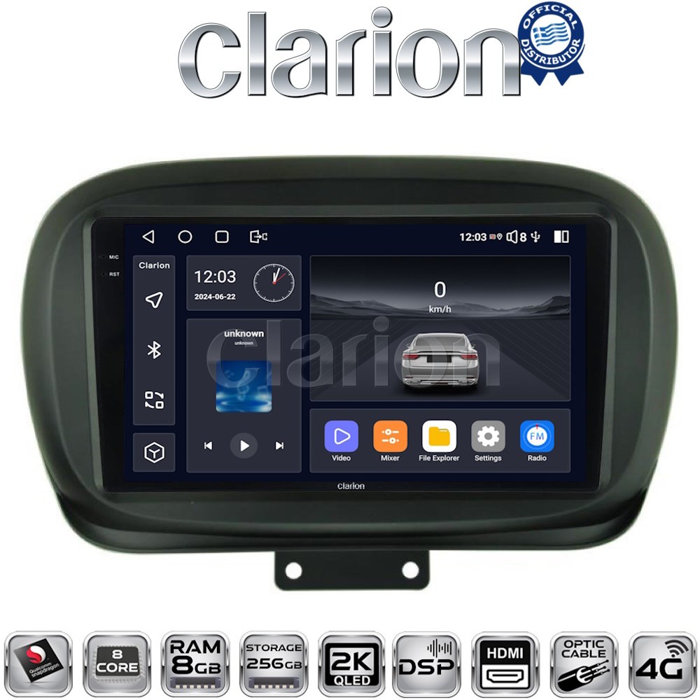 CLARION GL75199 Οθόνη OEM Multimedia Αυτοκινήτου για FIAT 500X 2014> (CarPlay/AndroidAuto/BT/GPS/WIFI/GPRS)