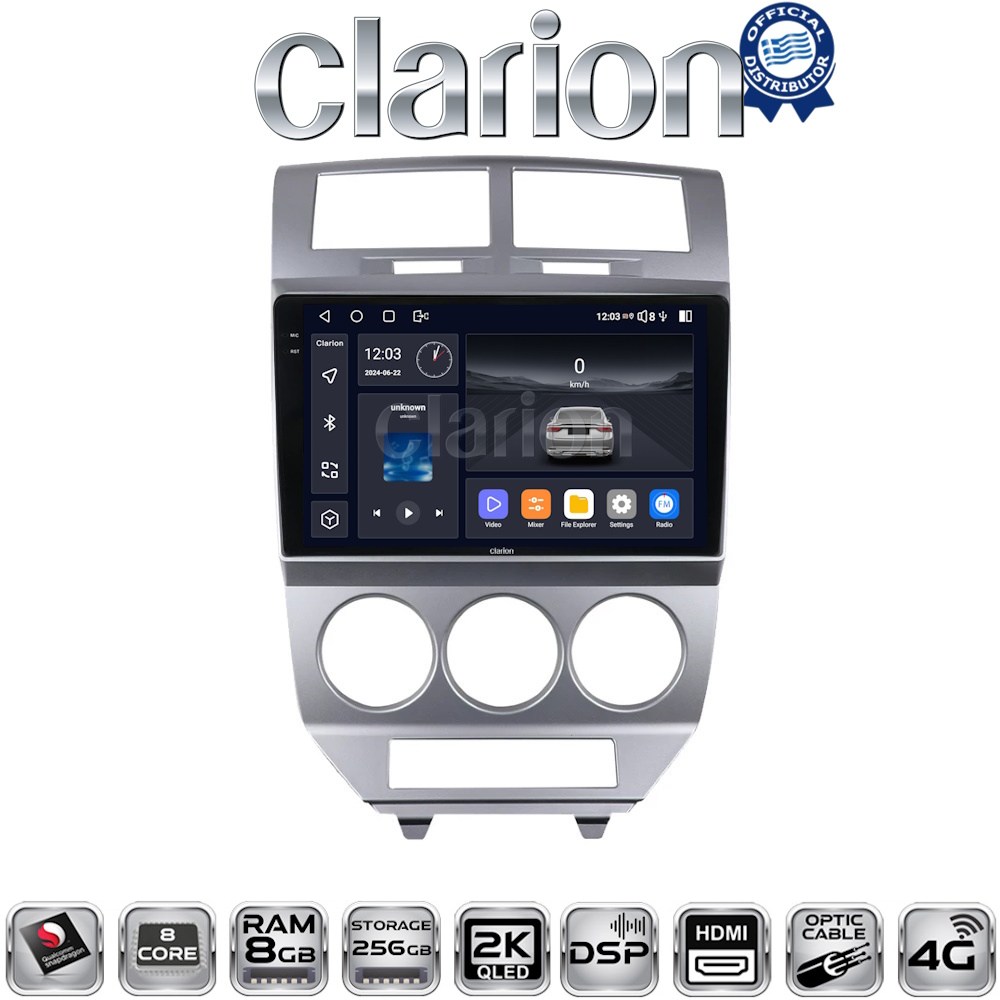 CLARION GL75203 Οθόνη OEM Multimedia Αυτοκινήτου για Dodge Caliber (CarPlay/AndroidAuto/BT/GPS/WIFI/GPRS)