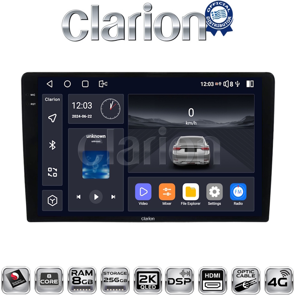 CLARION GL75208 Οθόνη OEM Multimedia Αυτοκινήτου για Toyota Auris 2013 > 2015 (CarPlay/AndroidAuto/BT/GPS/WIFI/GPRS)