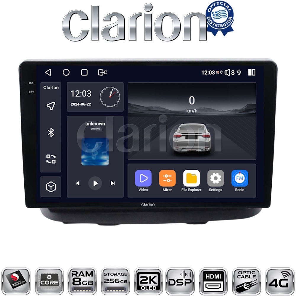 CLARION GL75210 Οθόνη OEM Multimedia Αυτοκινήτου για Fiat Doblo 2002 > 2007 (CarPlay/AndroidAuto/BT/GPS/WIFI/GPRS)