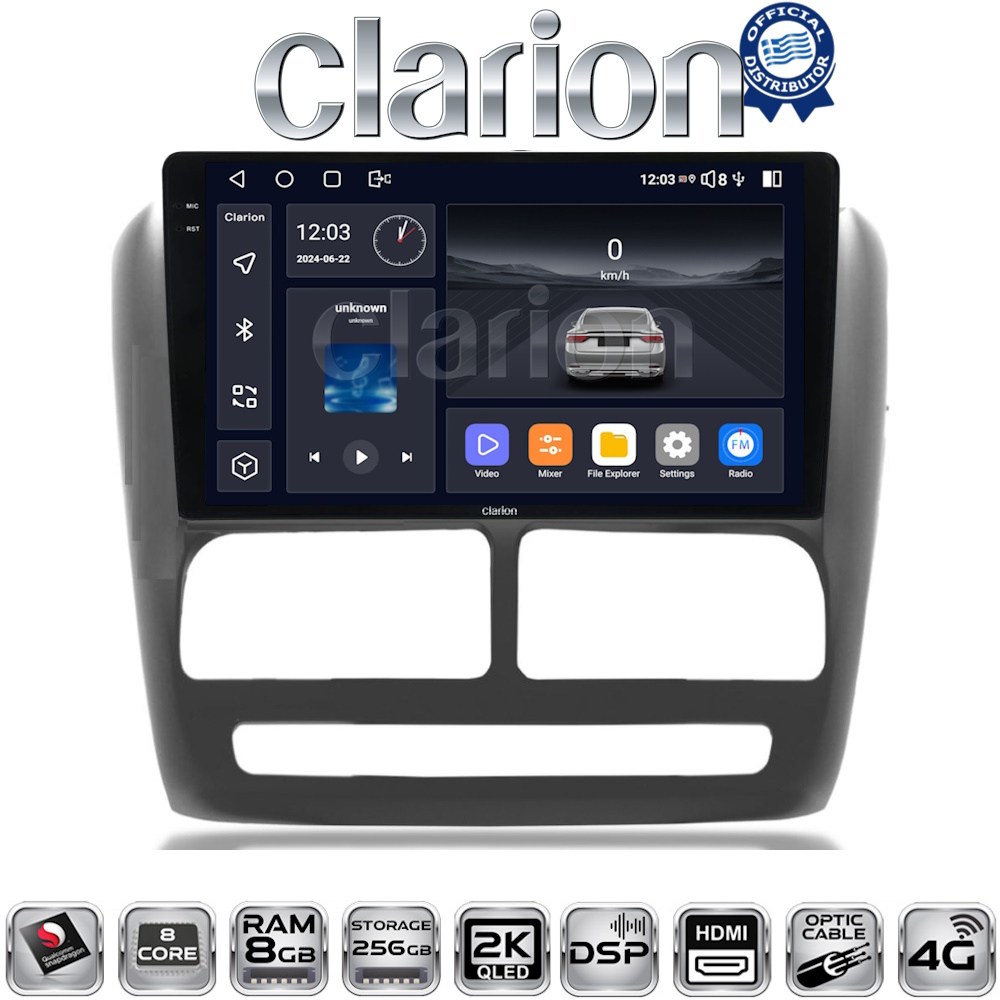 CLARION GL75211 Οθόνη OEM Multimedia Αυτοκινήτου για Fiat Doblo '10-'15 & Opel Combo'10-'15 (CarPlay/AndroidAuto/BT/GPS/WIFI/GPRS)