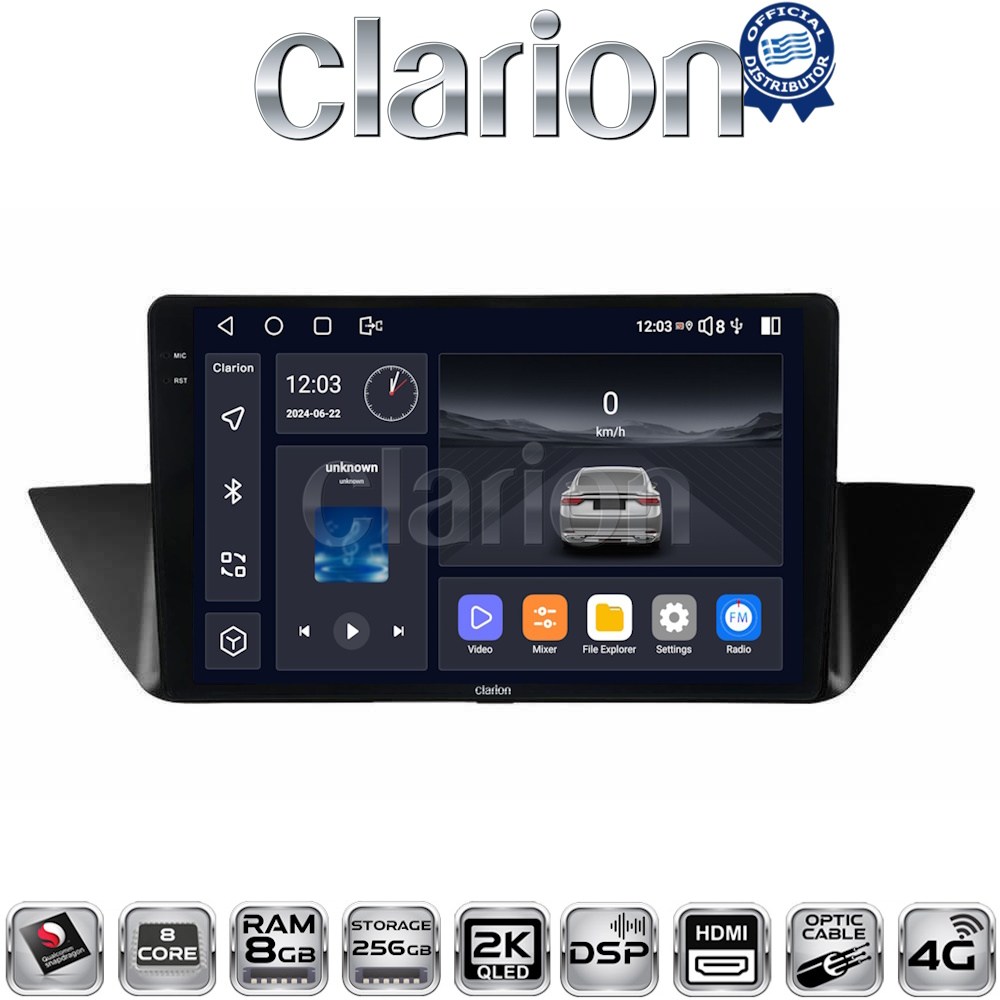 CLARION GL75219 Οθόνη OEM Multimedia Αυτοκινήτου για BMW X1 (E84) 2009>2014 (CarPlay/AndroidAuto/BT/GPS/WIFI/GPRS)
