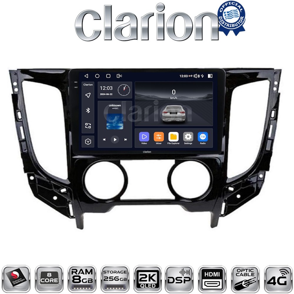 CLARION GL75230A Οθόνη OEM Multimedia Αυτοκινήτου για Mitsubishi L200 2014 >Μόνο για αυτοκίνητα με Κλιματισμό (CarPlay/AndroidAuto/BT/GPS/WIFI/GPRS)