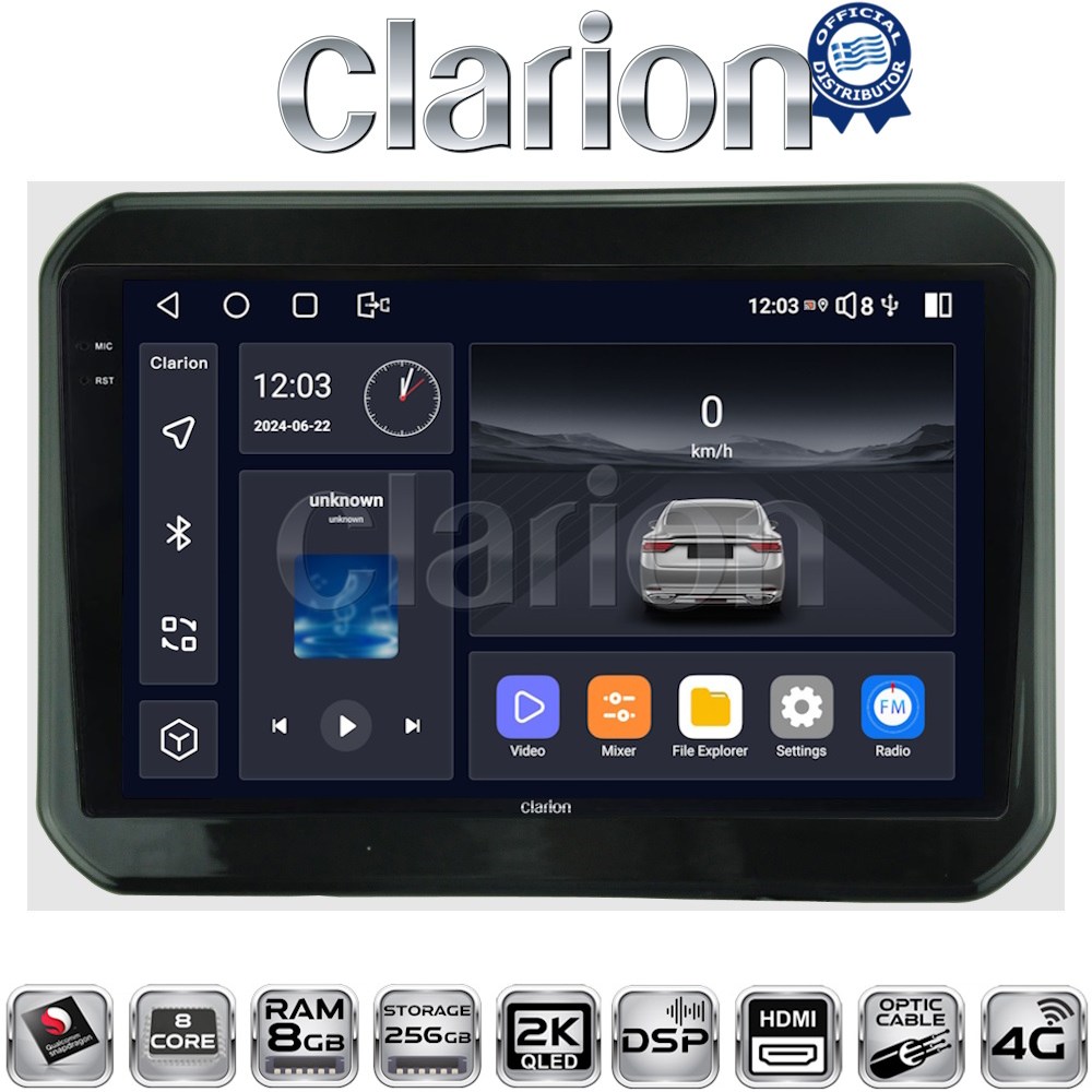CLARION GL75232 Οθόνη OEM Multimedia Αυτοκινήτου για SUZUKI IGNIS 2016> (CarPlay/AndroidAuto/BT/GPS/WIFI/GPRS)