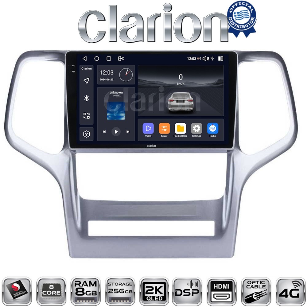 CLARION GL75234 Οθόνη OEM Multimedia Αυτοκινήτου για Jeep Gran Cherokee 2011 > 2013 (CarPlay/AndroidAuto/BT/GPS/WIFI/GPRS)