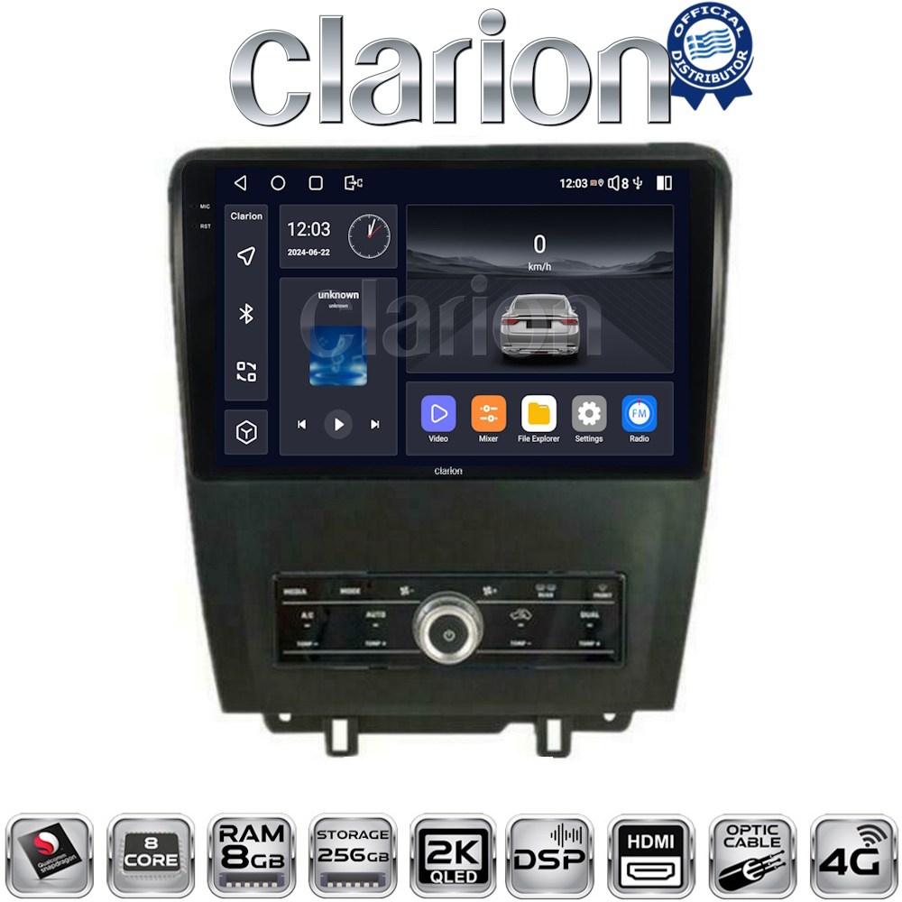 CLARION GL75249 Οθόνη OEM Multimedia Αυτοκινήτου για Ford Edge 2015>  (CarPlay/AndroidAuto/BT/GPS/WIFI/GPRS)