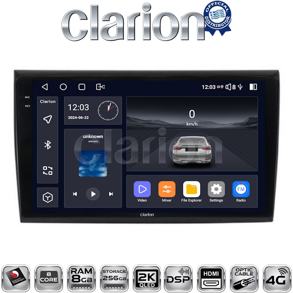 CLARION GL75250 Οθόνη OEM Multimedia Αυτοκινήτου για Fiat Bravo 2007> (CarPlay/AndroidAuto/BT/GPS/WIFI/GPRS)