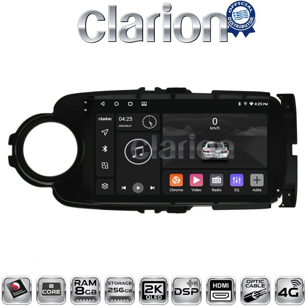 CLARION GL75254B Οθόνη OEM Multimedia Αυτοκινήτου για Toyota Yaris 2012 > 2015 (CarPlay/AndroidAuto/BT/GPS/WIFI/GPRS)