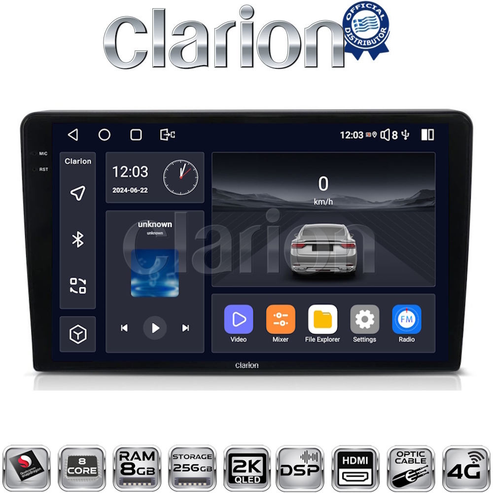 CLARION GL75256 Οθόνη OEM Multimedia Αυτοκινήτου για Mazda 2 2002 > 2007 (CarPlay/AndroidAuto/BT/GPS/WIFI/GPRS)