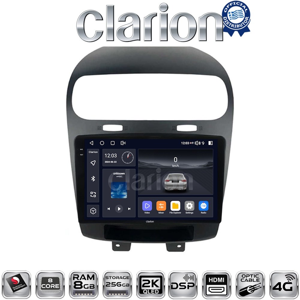 CLARION GL75261 Οθόνη OEM Multimedia Αυτοκινήτου για Fiat Freemont 2008> (CarPlay/AndroidAuto/BT/GPS/WIFI/GPRS)