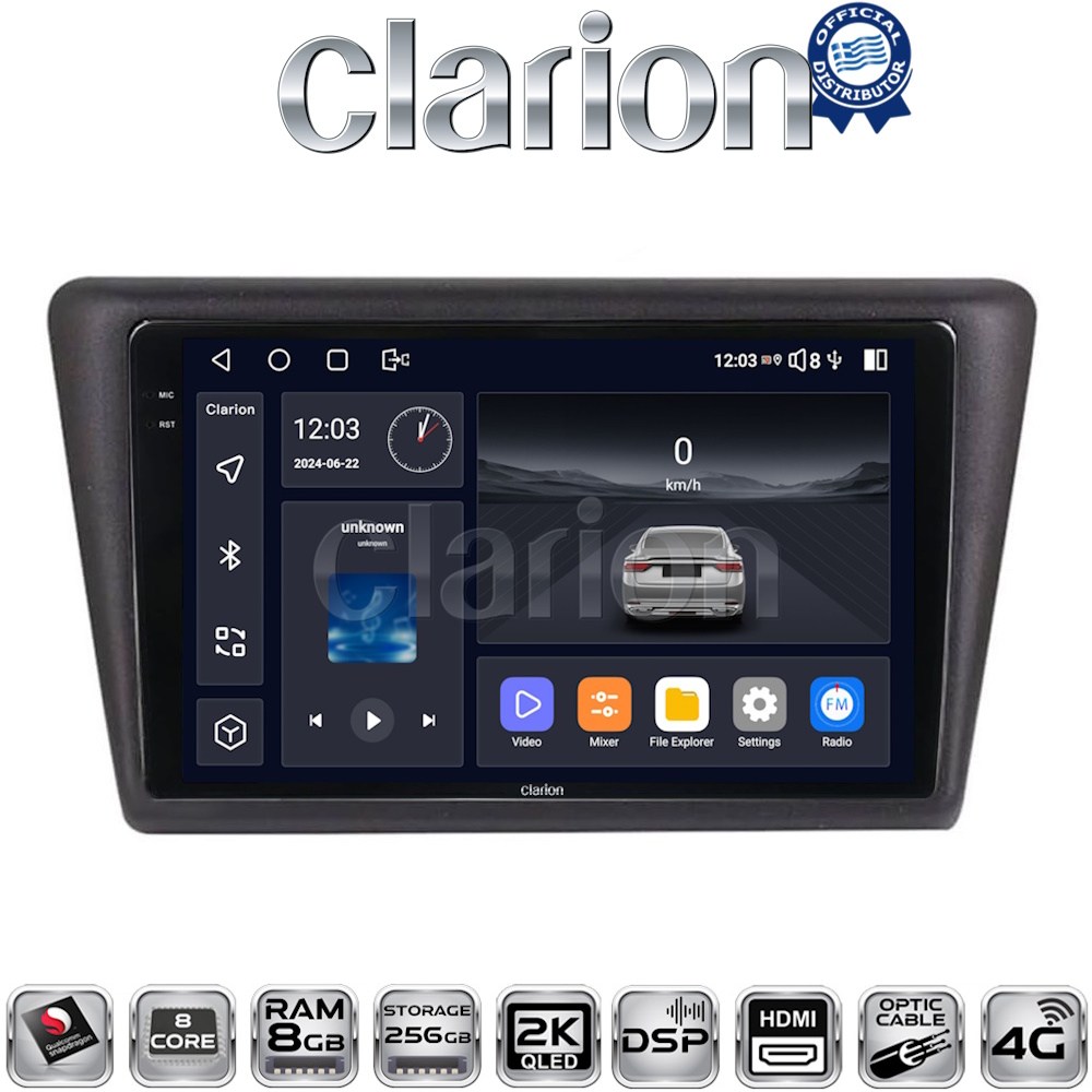 CLARION GL75327 Οθόνη OEM Multimedia Αυτοκινήτου για Skoda Rapid Spaceback 2014 > (CarPlay/AndroidAuto/BT/GPS/WIFI/GPRS)