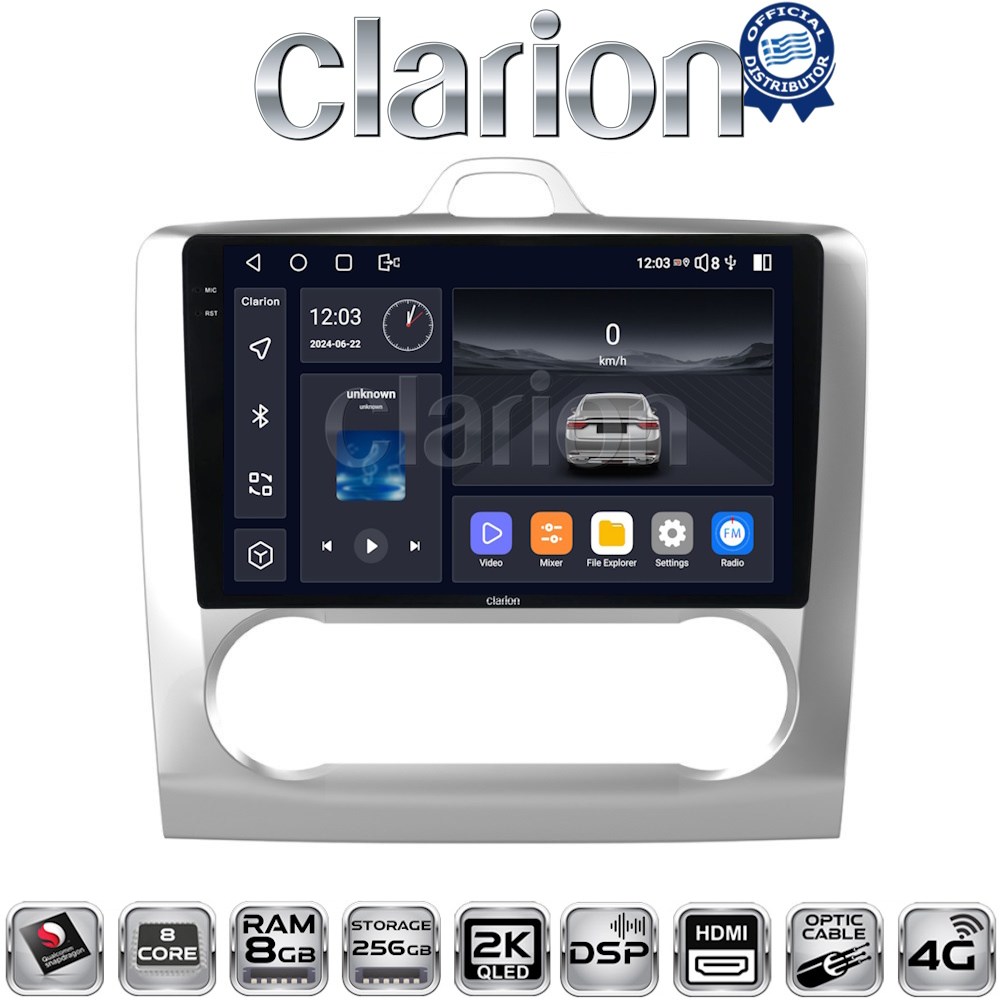 CLARION GL75328 Οθόνη OEM Multimedia Αυτοκινήτου για FORD FOCUS 2004>2012 (CarPlay/AndroidAuto/BT/GPS/WIFI/GPRS)