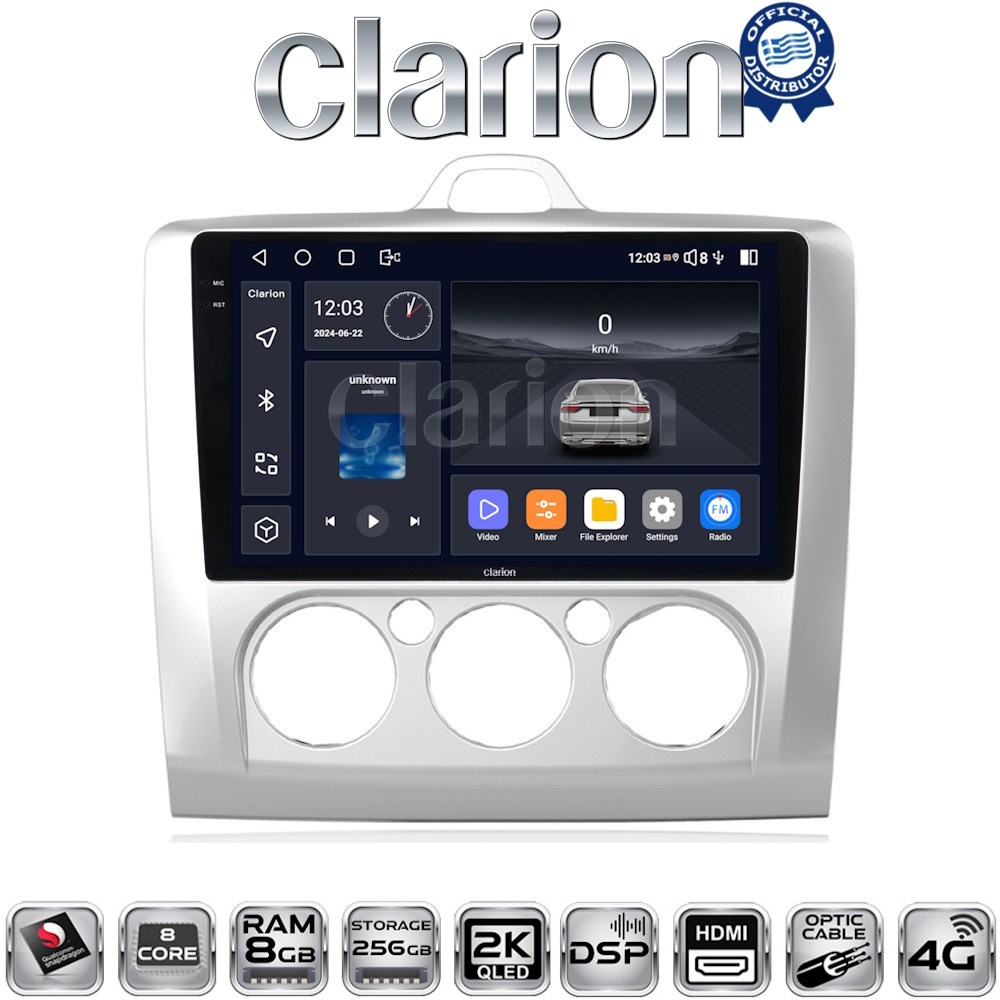 CLARION GL75329 Οθόνη OEM Multimedia Αυτοκινήτου για FORD FOCUS 2004>2012 (CarPlay/AndroidAuto/BT/GPS/WIFI/GPRS)