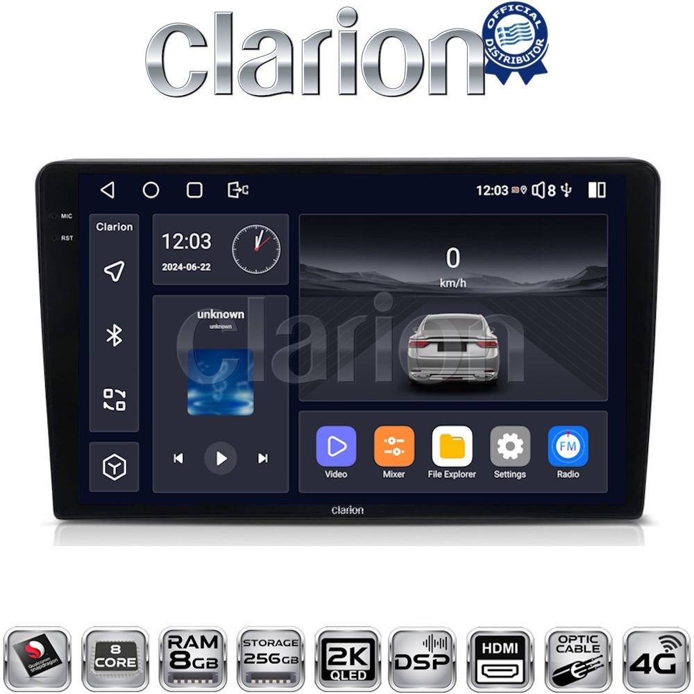CLARION GL75331 Οθόνη OEM Multimedia Αυτοκινήτου για CITROEN BERLINGO - PEUGEOT PARTNER 2008>2018  (CarPlay/AndroidAuto/BT/GPS/WIFI/GPRS)