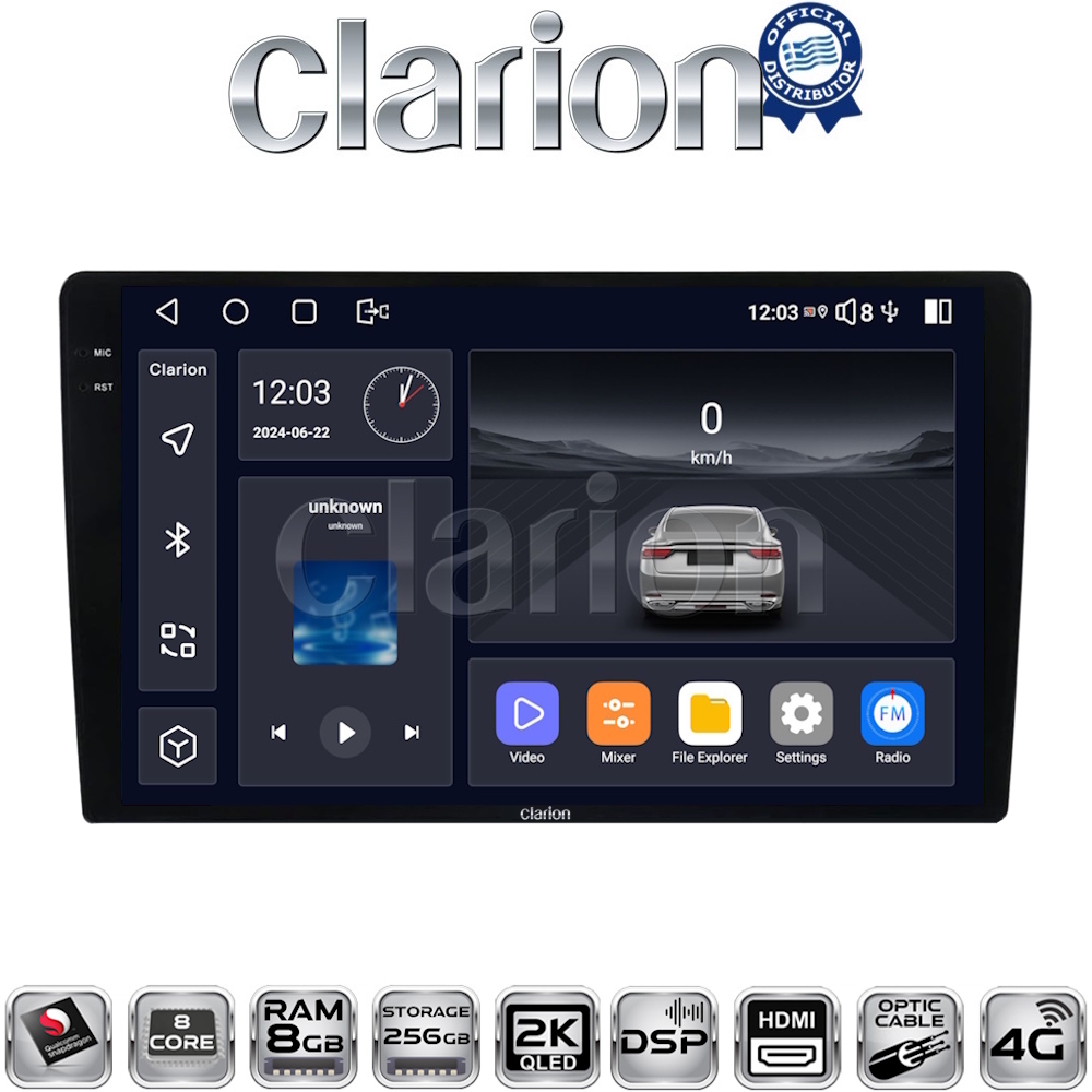 CLARION GL75365 Οθόνη OEM Multimedia Αυτοκινήτου για Ford Transit Custom 2013 > 2019 (CarPlay/AndroidAuto/BT/GPS/WIFI/GPRS)