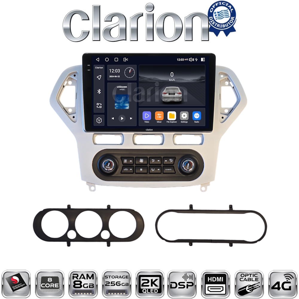 CLARION GL75367S Οθόνη OEM Multimedia Αυτοκινήτου για Ford Mondeo 2007 > 2010 (CarPlay/AndroidAuto/BT/GPS/WIFI/GPRS)