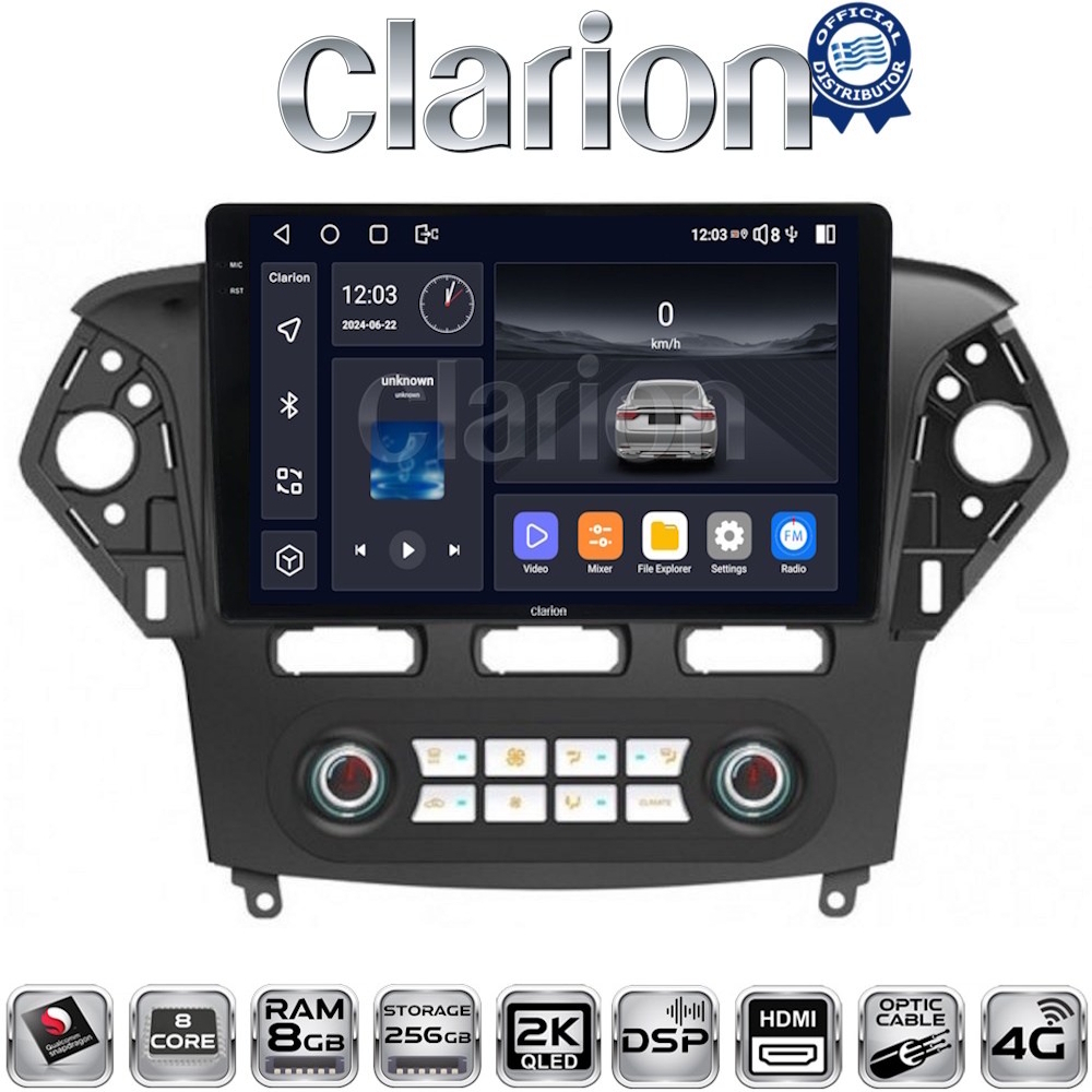CLARION GL75368C Οθόνη OEM Multimedia Αυτοκινήτου για Ford Mondeo 2010 > 2013 (CarPlay/AndroidAuto/BT/GPS/WIFI/GPRS)